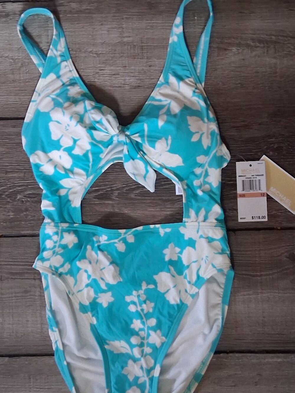 new Michael Kors size 12 high waist cut out One-Piece Monokini Swimsuit $118.+